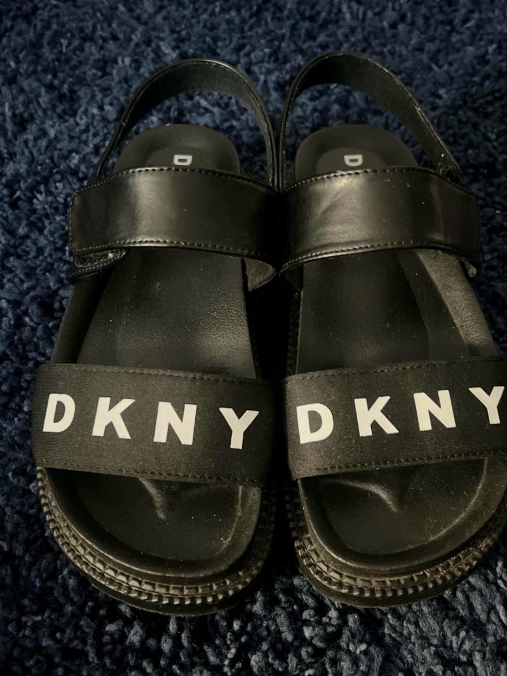 DKNY Black Kids Logo Strap Sandals